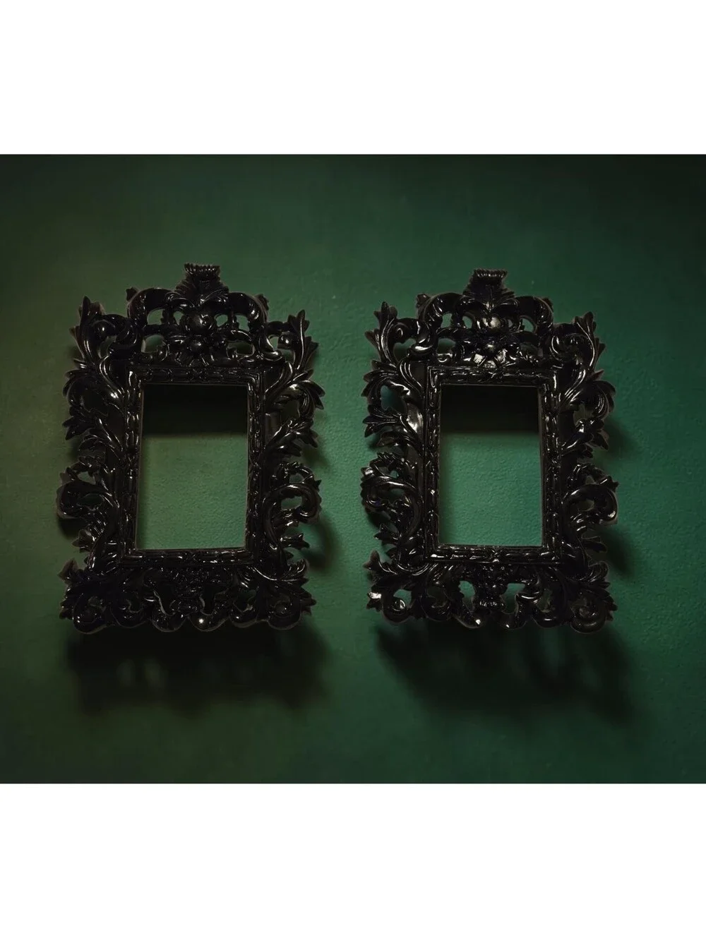 Set Of 2 Ornate Gothic Black Picture Frame 3x5 Photo Baroque Rococo Scrolls
